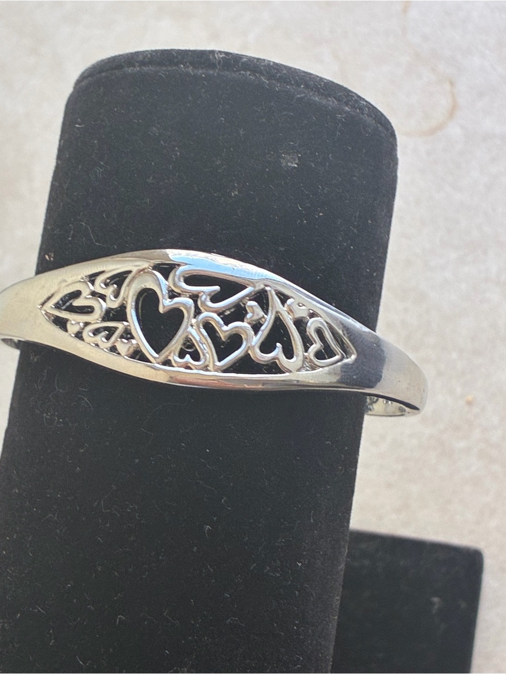 Mother Daughter Heart Silver Tone Inspirational Cuff Bracelet